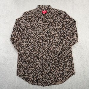 Supreme Shirt Mens Large Brown Pacific Camo Button Up Pockets Cotton Long Sleeve